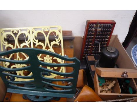 Music stands, abacus, chess pieces, grinder etc.