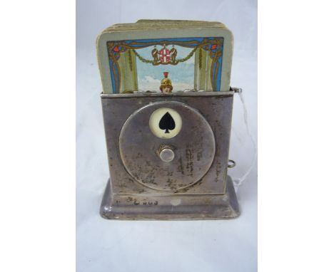 A silver playing cardholder with revolving suit display to front, 7.5cm high, Birmingham