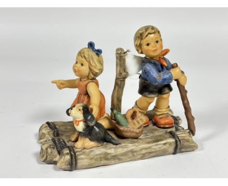 A German Hummel pottery "Wonder of Childhood" figure group Summer Adventure. (H x 15cm L x19cm), shows no signs of damage, ch