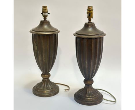 A pair of Chelsom cast brass urn shaped table lamps (marked verso) (h- 46cm)