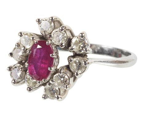 An 18ct Abstract Ruby and Diamond Dress Ring (1.05ct Ruby)