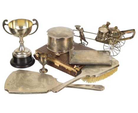 A quantity of early 20th century Oriental silver:To include a three-piece lady's dressing set with maker's mark 'LYH', two tw