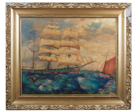Naive School (19th/20th century):Portrait of a ship, oil on canvas, signed lower centre 'S. Monk' & dated 1906, H 47 x W 59 c