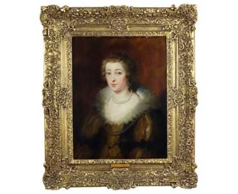 Follower of Sir Peter Paul Rubens (Flemish, 1577-1640):Portrait of a lady, said to be Susanna Fourment, oil on panel, H 65.5 