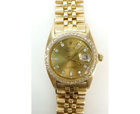 ROLEX OYSTER PERPETUAL DATEJUST SUPERLATIVE CHRONOMETER OFFICIALLY CERTIFIED. 34mm across excluding crown. 18ct case and brac