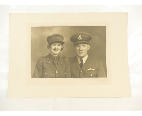 RAF Flying Officer &amp; Mrs B Heath - large studio portrait bearing full title and description, plus the Lafayette specimen 