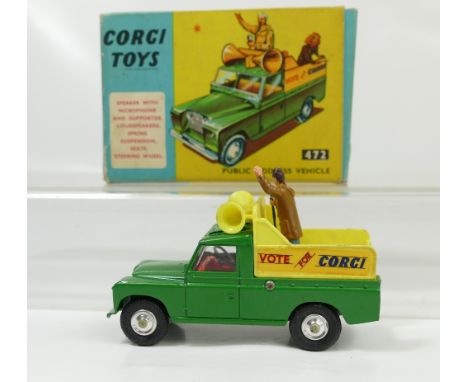 Corgi 472 Green Public Address Vehicle in near mint to mint condition and in original good to excellent condition box. With o