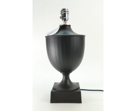 Wedgwood & Bentley Black Basalt striped trophy lamp, limited edition, boxed with certificate. 45cm high