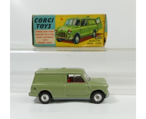 Corgi 450 Light Green Austin Mini Van in near mint condition (tiny blemish to rear door) and  in good condition original box.