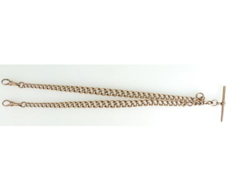 Victorian 9ct Rose Gold double Albert chain, 56.2 grams