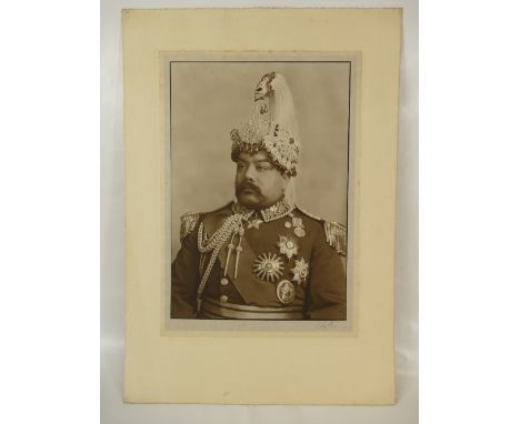 Nepal - His ex. Sir Bahadur Shumshere Rana Jung C.B.E., large studio portrait bearing full title and description, plus the La