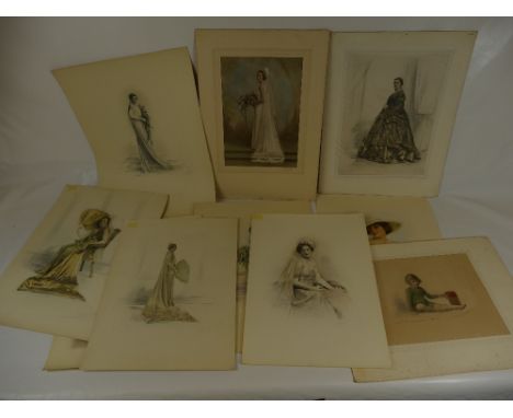 Ten HAND COLOURED LAFAYETTE PHOTOGRAPHS of ladies, including Miss Sidebottom. Sizes of the the three mounted photographs are 