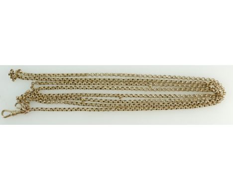 9ct Gold Victorian ladies key guard / chain,length 152cm, 26.9 grams