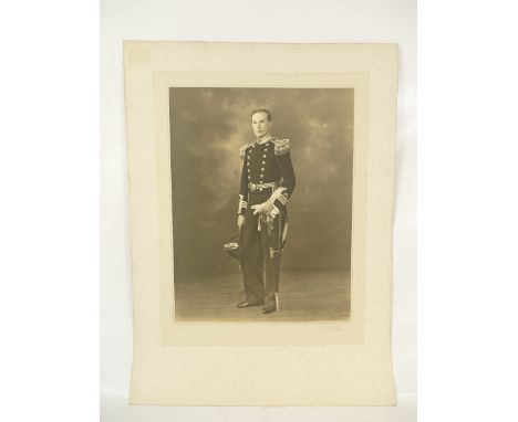 Commander H P Currey Royal Navy - active during WWII - large studio portrait bearing full title and description, plus the Laf