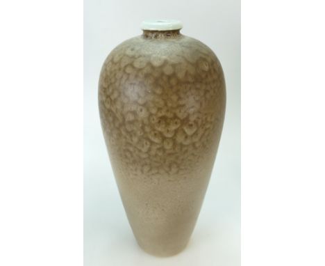 Wedgwood large mottled brown studio lamp base by Norman Wilson, impressed and printed marks, height 39cm
