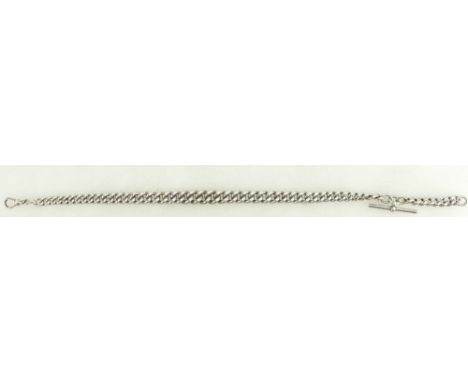 Large & heavy Silver Watch Chain Albert, bar to clip measures 33cm, 84.3 grams.