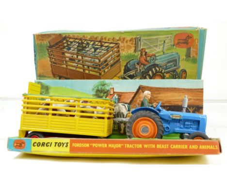 Corgi 33 Fordson Power Major Tractor with Beast Carrier in very near mint condition with beasts / cover and inner display sta