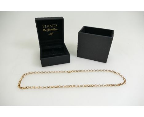 9ct gold belcher link NECK CHAIN - 20.3g - 49cm long - width of link 5mm appx.