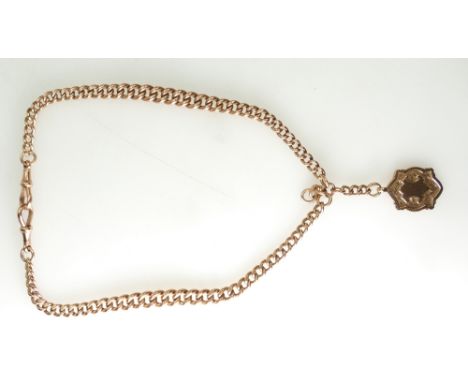 Victorian 9ct Rose Gold double Albert chain with medal, 61.9 grams