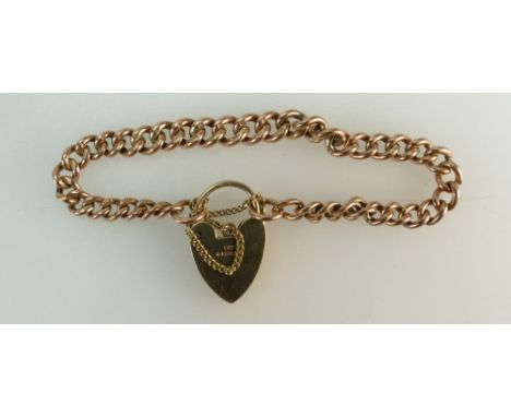 9ct Rose gold BRACELET with 9ct Yellow Gold padlock clasp and safety chain. Weighs 20.7g total and measures 18.5cm wearable l