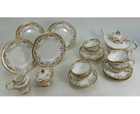 A collection of Royal Doulton Curnock teaware to include a teapot, side plates, cups and saucers, milk and sugar bowl (25 pie