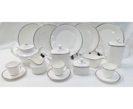 Royal Doulton large Dinner, Tea and Coffee service in the Platinum Concord design, some seconds noted (5 trays). 