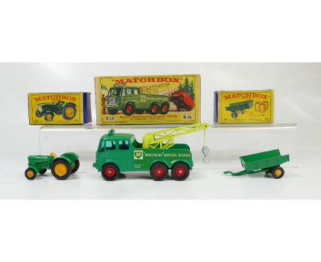 Matchbox x 3 Green Heavy Breakdown / Wreck Truck in near mint condition in original box in excellent condition.  Green Tracto