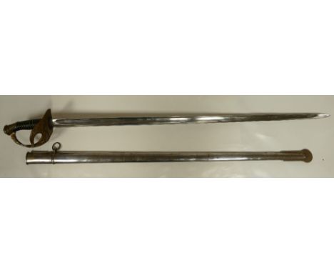 Later Belgium officers sword in metal scabbard