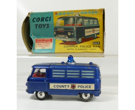 Corgi 464 Dark Blue Commer Police Van with flashing light (not tested as working, battery compartment relatively free from co