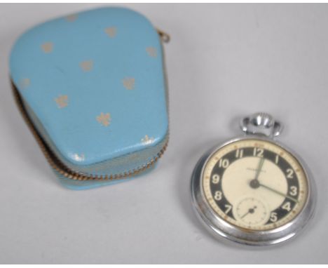 A base metal open face Ingersoll pocket watch, circular dial with numerical markings and manual wind movement. 61.9 grams