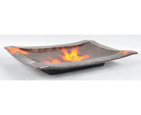 A large modern Poole Pottery rectangular dish, decorated with leaves, 52cm x 36cm