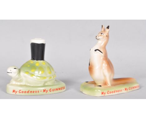 Two reproduction Carltonware Guinness advertising figures of a tortoise and a kangaroo