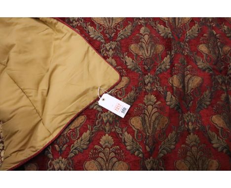 Paoletti Shiraz red ground gold Damask bed spread, 260 x 260 cm. No care label, good order with no visible damage. P&amp;P Gr