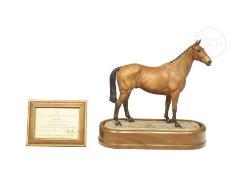 Equestrian figure in matt porcelain modelled by the artist Doris Lindner and made by Royal Worcester circa 1967. Limited edit