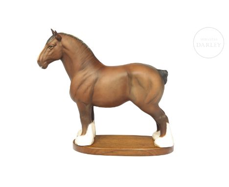Equestrian figure in matt porcelain modelled by the artist Albert Hallam and made by Beswick, model no. 2309 from the Connois