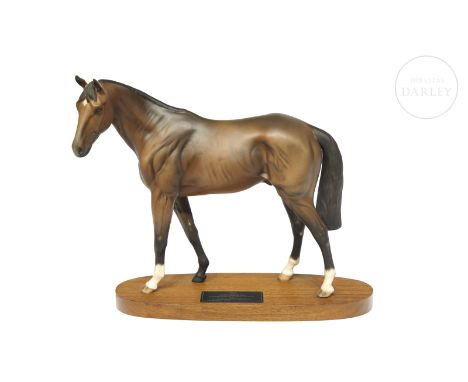 Equestrian figure in matt porcelain modelled by the artist Graham Tongue and made by Beswick, model no. 2674 from the Connois