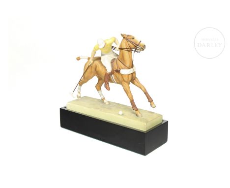 Equestrian figure in matt porcelain modelled by the artist Doris Lindner and made by Royal Worcester, circa 1936 and disconti