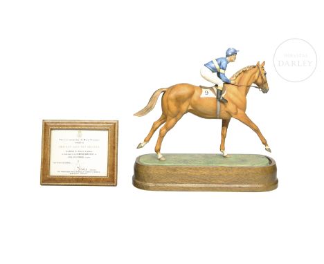 Equestrian figure in matt porcelain modelled by the artist Doris Lindner and made by Royal Worcester. Limited edition of 500 