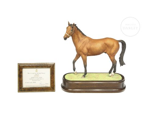 Equestrian figure in matt porcelain, modelled by the artist Doris Lindner and made by Royal Worcester circa 1971. Limited edi