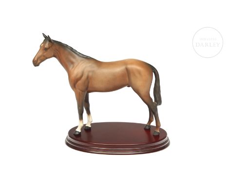 Equestrian figure in matt porcelain, modelled by the artist Arthur Gredington and made by Beswick, model no. 701 Brown, secon
