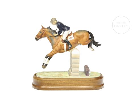 Matt porcelain equestrian figure modelled by the artist Doris Lindner and made by Royal Worcester circa 1970, showing Marion 