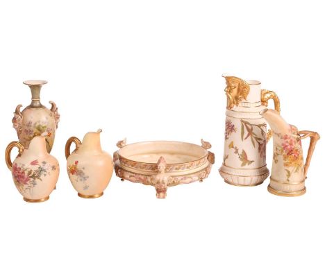 A collection of late 19th /early 20th century Royal Worcester "Stained Ivory, Blush Ivory and Vellum" ground porcelain includ