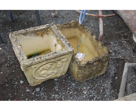 A square planter 13" x 11" depth and an oblong planter 19" x 11" x 9".