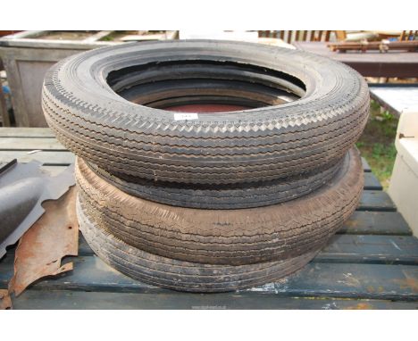 Four vintage car tyres, various sizes 19's and 17's.  **