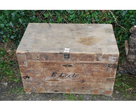 A metal bound trunk.