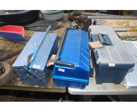 Tool box, inspection lamp, plane, plus another two tool boxes & contents.