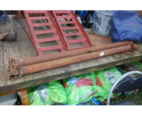 Two vintage prop shafts, 47" long.