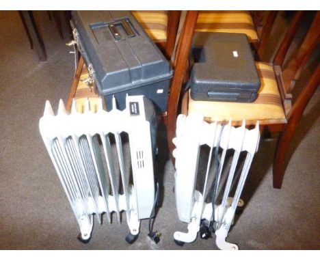 Two electric radiators and two boxes of tools