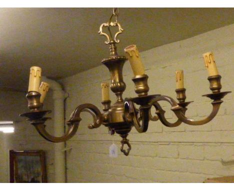 Six branch gilt metal light fitting