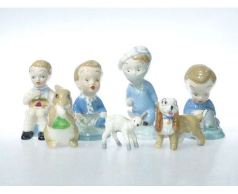 Four Wade 'Nursery' figures and three animals (7)